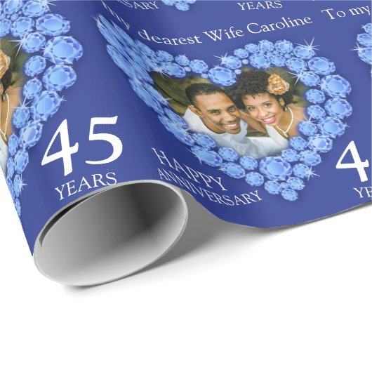妻の記念日はあなたの写真と年のラップを追加 ラッピングペーパー (ロールコーナー)