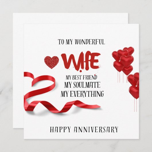 妻の記念日カード、妻の記念日カード 招待状 (正面/裏面)