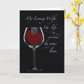 妻の記念日ワイングラス ハート カード (黄色い花)