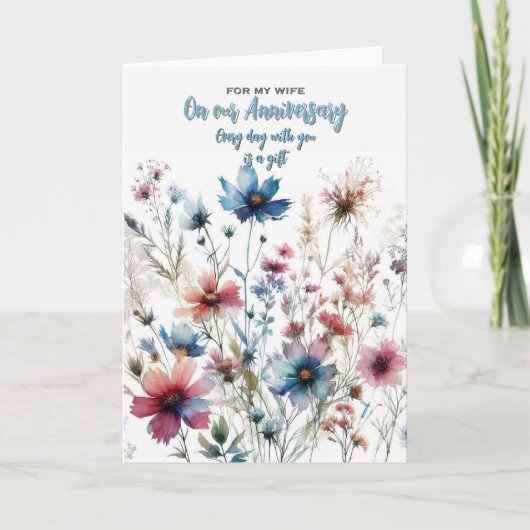 妻の記念日結婚のグリーティングカード サンキューカード (正面)