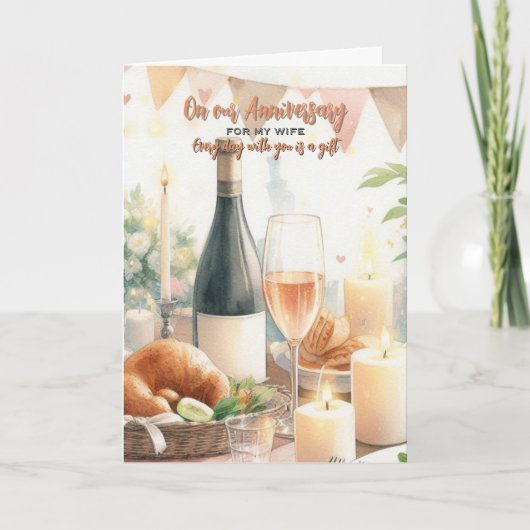 妻の記念日結婚のグリーティングカード サンキューカード (正面)