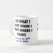 妻の許可おもしろマグカップまたはタンブラー引用文 コーヒーマグカップ (正面左)