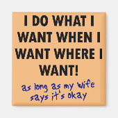 妻の許可冷蔵庫用マグネットおもしろいことわざ マグネット (正面)