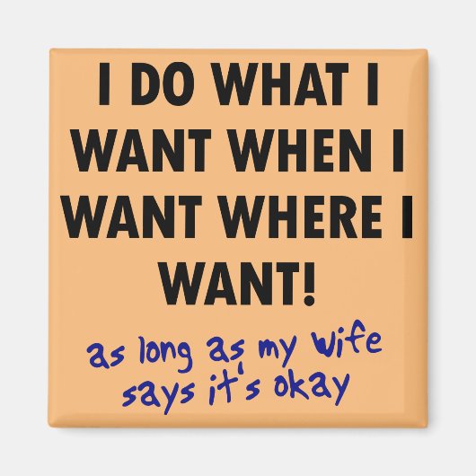 妻の許可冷蔵庫用マグネットおもしろいことわざ マグネット (正面)