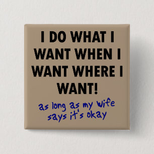 妻の許可 Funny Button Badge ピン 言葉