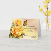 妻の誕生日に捧げる宗教的な追悼 カード (黄色い花)