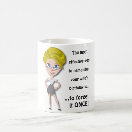 妻の誕生日を思い出すおもしろい引用文 コーヒーマグカップ (中央)