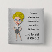 妻の誕生日を思い出すおもしろい引用文 缶バッジ (正面)