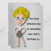 妻の誕生日を覚えおもしろいて、誕生日カード (正面/裏面)