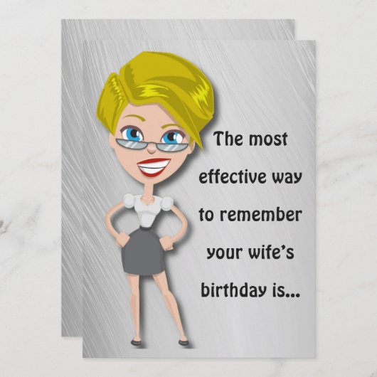 妻の誕生日を覚えおもしろいて、誕生日カード (正面/裏面)