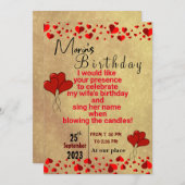 妻の誕生日パーティーへの招待 招待状 (正面/裏面)