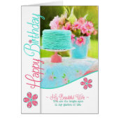 妻の誕生日ブルーとピンクのケーキと庭のために (正面)