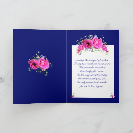 妻の誕生日花束と願い カード (内部)