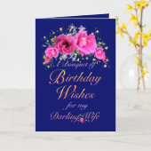 妻の誕生日花束と願い カード (黄色い花)