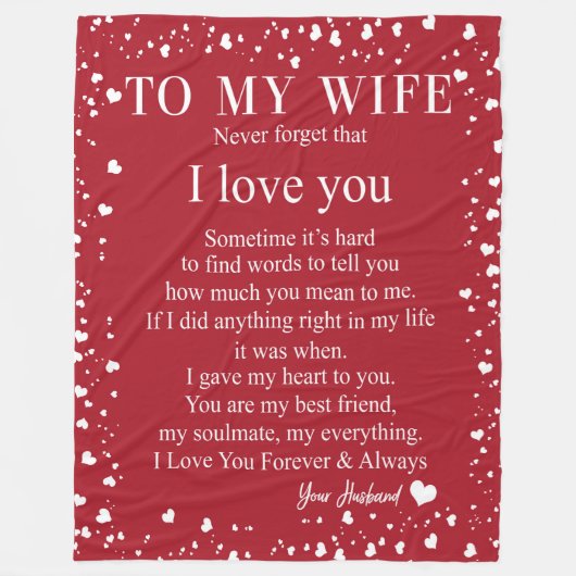 妻の贈り物|夫から妻への愛の手紙 フリースブランケット (正面)