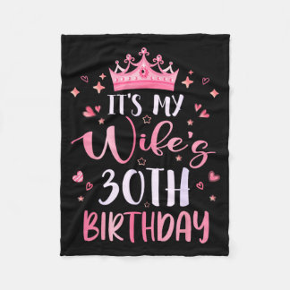 妻の30歳の誕生日 ピンクの幸せな30歳 フリースブランケット