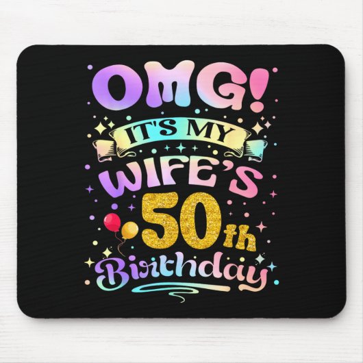妻の50歳の誕生日おめでとう 50歳のお祝い マウスパッド (正面)