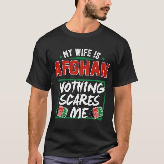 妻はアフガニスタン伝統ルーツ国旗 Tシャツ (正面)