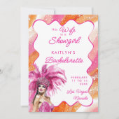 妻はショーガールピンクのバチェロレッテ旅行日程 招待状 (正面)