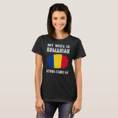 妻はルーマニアプライド国旗の伝統Ro Tシャツ (正面フル)