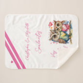 妻は可愛いフクロウのアニバーサリーギフトを愛する シェルパブランケット (正面(横))