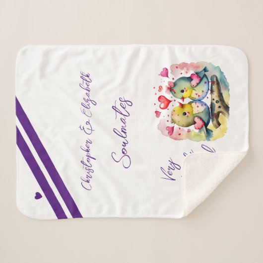 妻は可愛い鳥のアニバーサリーギフトを食べる シェルパブランケット (正面(横))