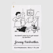 妻は夫が求婚しようとはしないと言う ゴルフタオル (正面)