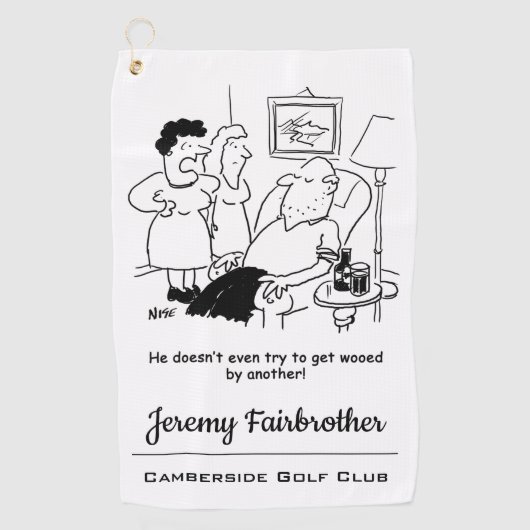 妻は夫が求婚しようとはしないと言う ゴルフタオル (正面)