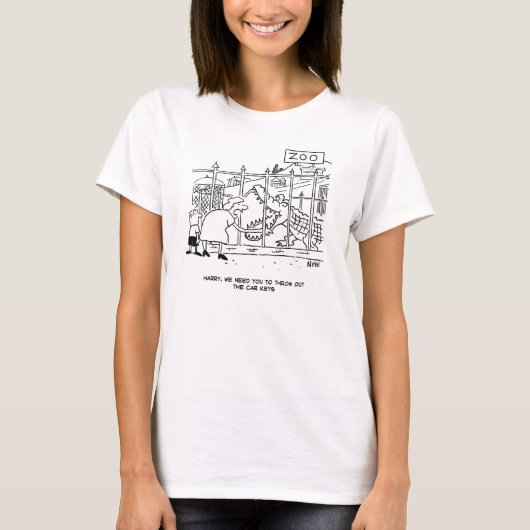 妻は夫に車の鍵を投げたい。動物園 Tシャツ (正面)