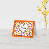 妻は愛の秋の誕生日葉とどんぐり カード (黄色い花)