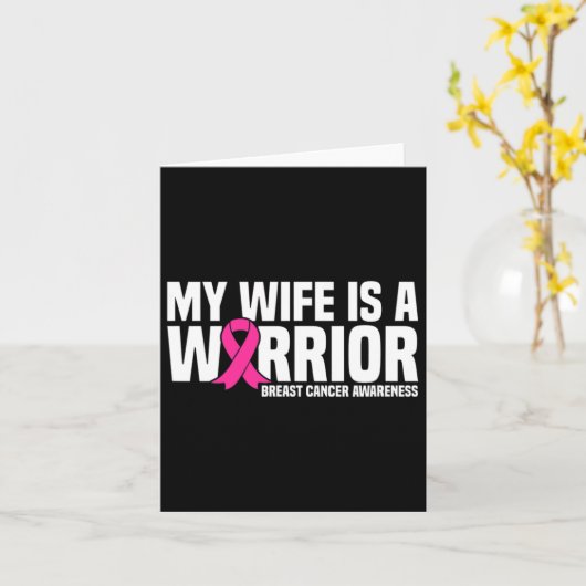 妻は戦士ピンクリボン乳がん患者 カード (黄色い花)