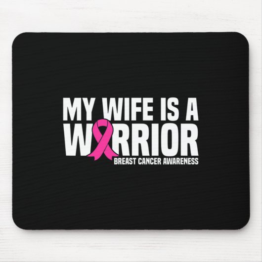 妻は戦士ピンクリボン乳がん患者 マウスパッド (正面)