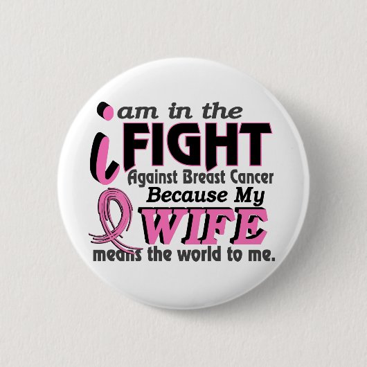 妻は私に世界を乳癌意味します 缶バッジ (正面)