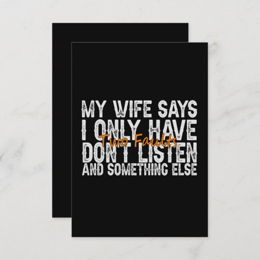 妻は私に二つの欠点があるだけだと言おもしろいう サンキューカード (正面/裏面)