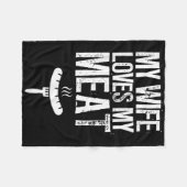 妻は肉焼きバーベキューおもしろい恋人が好き フリースブランケット (正面(横))