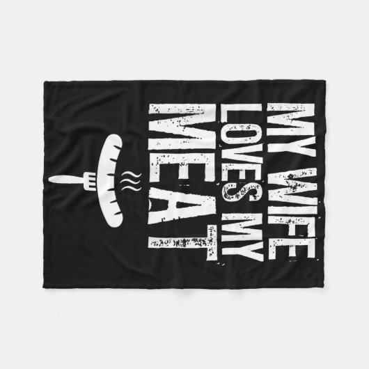 妻は肉焼きバーベキューおもしろい恋人が好き フリースブランケット (正面(横))