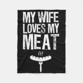 妻は肉焼きバーベキューおもしろい恋人が好き フリースブランケット (正面)
