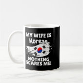 妻は韓国人です 楽しい韓国旗ギフト 夫用 コーヒーマグカップ (左)
