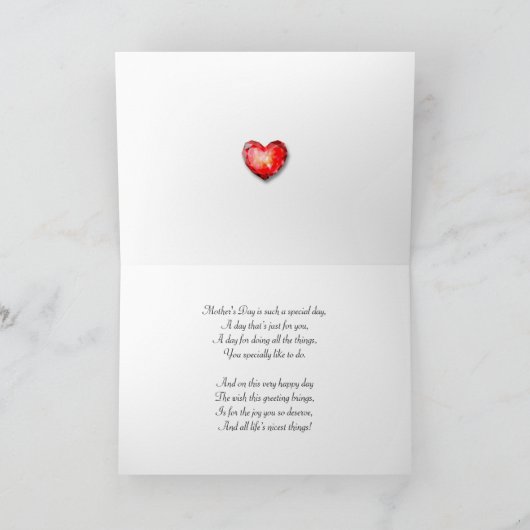 妻は、ピンクの母の日カード上がりました カード (内部)