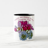 妻へのハッピーバースデー。 ツートーンマグカップ (中央)