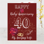 妻へのバースデイ40周年ルビー記念カード カード (黄色い花)