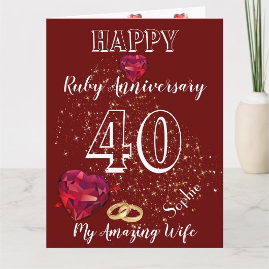 妻へのバースデイ40周年ルビー記念カード カード (正面)