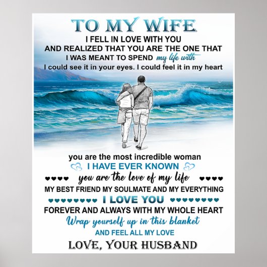 妻へのビーチギフト、妻の誕生日、カップルの愛 ポスター (正面)
