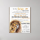 妻へのライオンギフト、愛の妻の誕生日ギフトアイディア キャンバスプリント (正面)