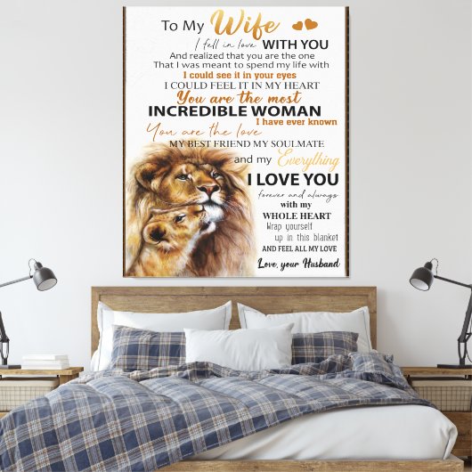 妻へのライオンギフト、愛の妻の誕生日ギフトアイディア キャンバスプリント (インサイチュ (寝室))