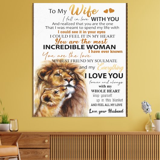 妻へのライオンギフト、愛の妻の誕生日ギフトアイディア キャンバスプリント (インサイチュ (リビング))