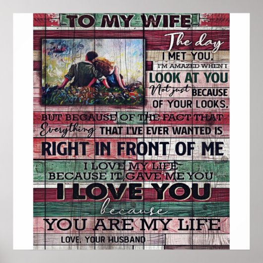 妻への夫の手紙 |愛引用文ギフト ポスター (正面)