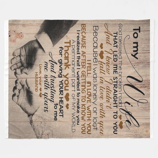 妻への愛引用文 |かわいい家族のプレゼント フリースブランケット (正面(横))