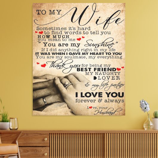 妻への愛引用文 |ホームデコールギフト キャンバスプリント (インサイチュ (リビング))