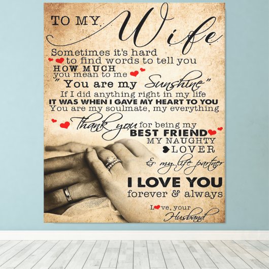 妻への愛引用文 |ホームデコールギフト キャンバスプリント (インサイチュ (ウッドフロア))